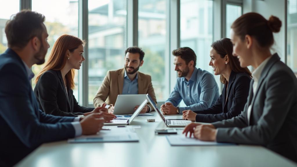 Collaboration d'équipe dans un environnement de bureau moderne